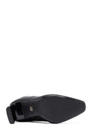 Woman Black Zip Closure High Thick Heeled Fabric Boots | Derimod