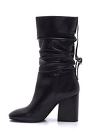 Women's Leather Belt Detailed Heeled Boots | Derimod