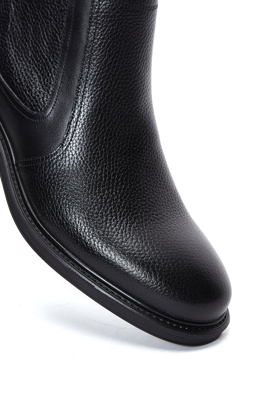 Erkek Siyah Fermuarlı Deri Casual Bot