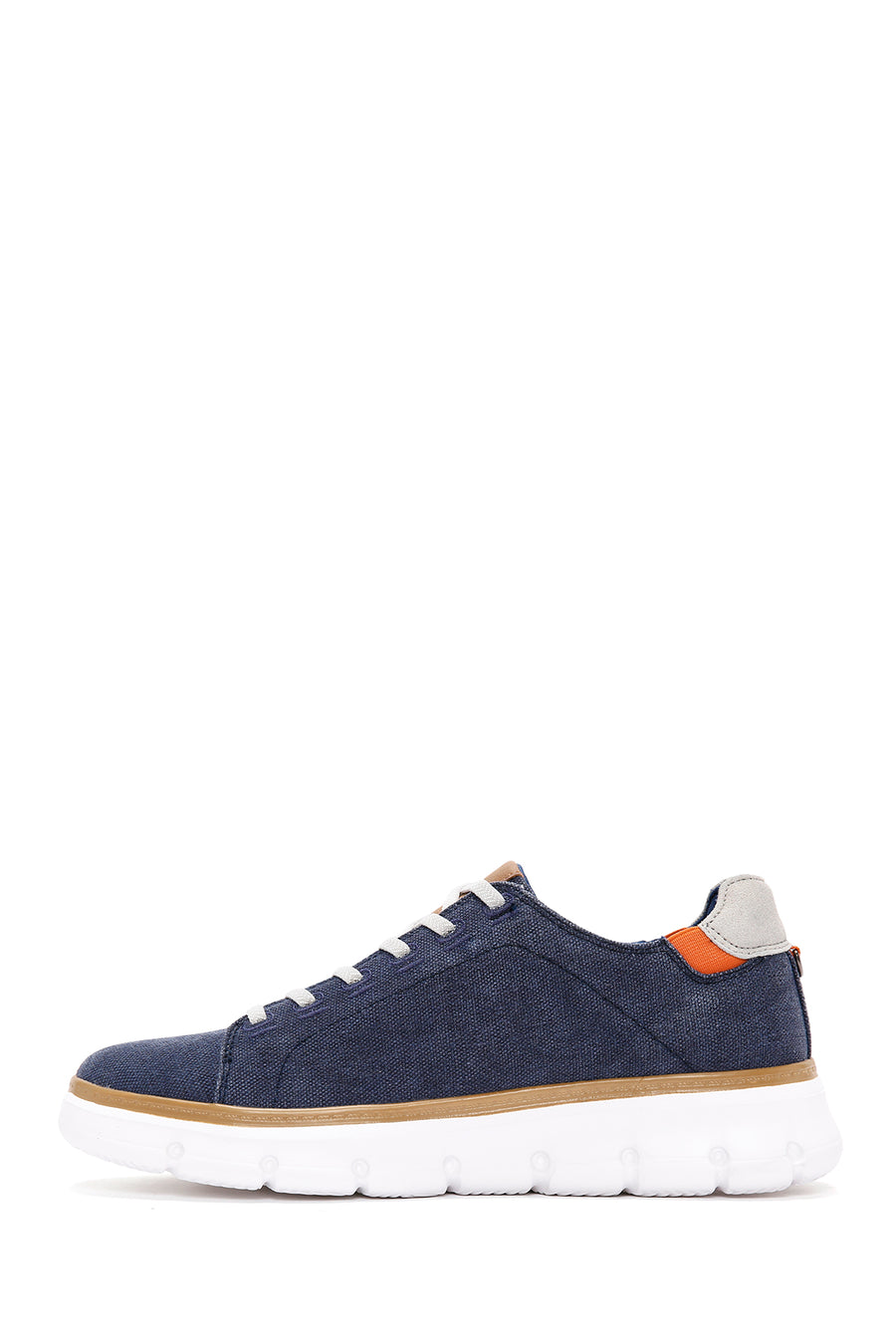 Erkek Lacivert Bağcıklı Kalın Tabanlı Kumaş Sneaker