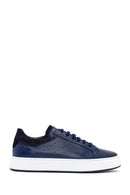 Men's Navy Blue Lace-Up Leather Sneaker | Derimod