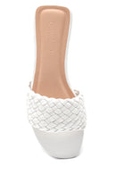 Women's White Braided Casual Flat Slippers | Derimod