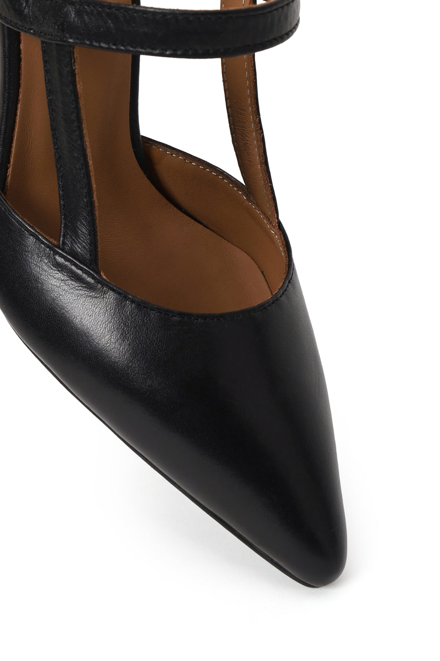 Woman Black Backless Heeled Leather Shoe