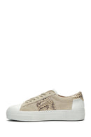 Women's Mink Leather Patterned Sneaker | Derimod