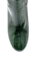 Women's Leather Crocodile Patterned Heeled Boots | Derimod