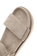 Women's Beige Chunky Suede Leather Sandals | Derimod