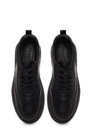 Male Black Lace-Up Thick-Soled Leather Sneaker | Derimod