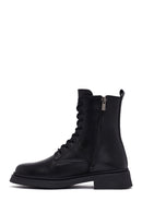 Women's Black Zippered Thick-Soled Leather Ankle Boots | Derimod