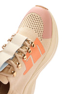 Derimod Zero Women's Beige Thick-Soled Lace-Up Fabric Sneakers | Derimod