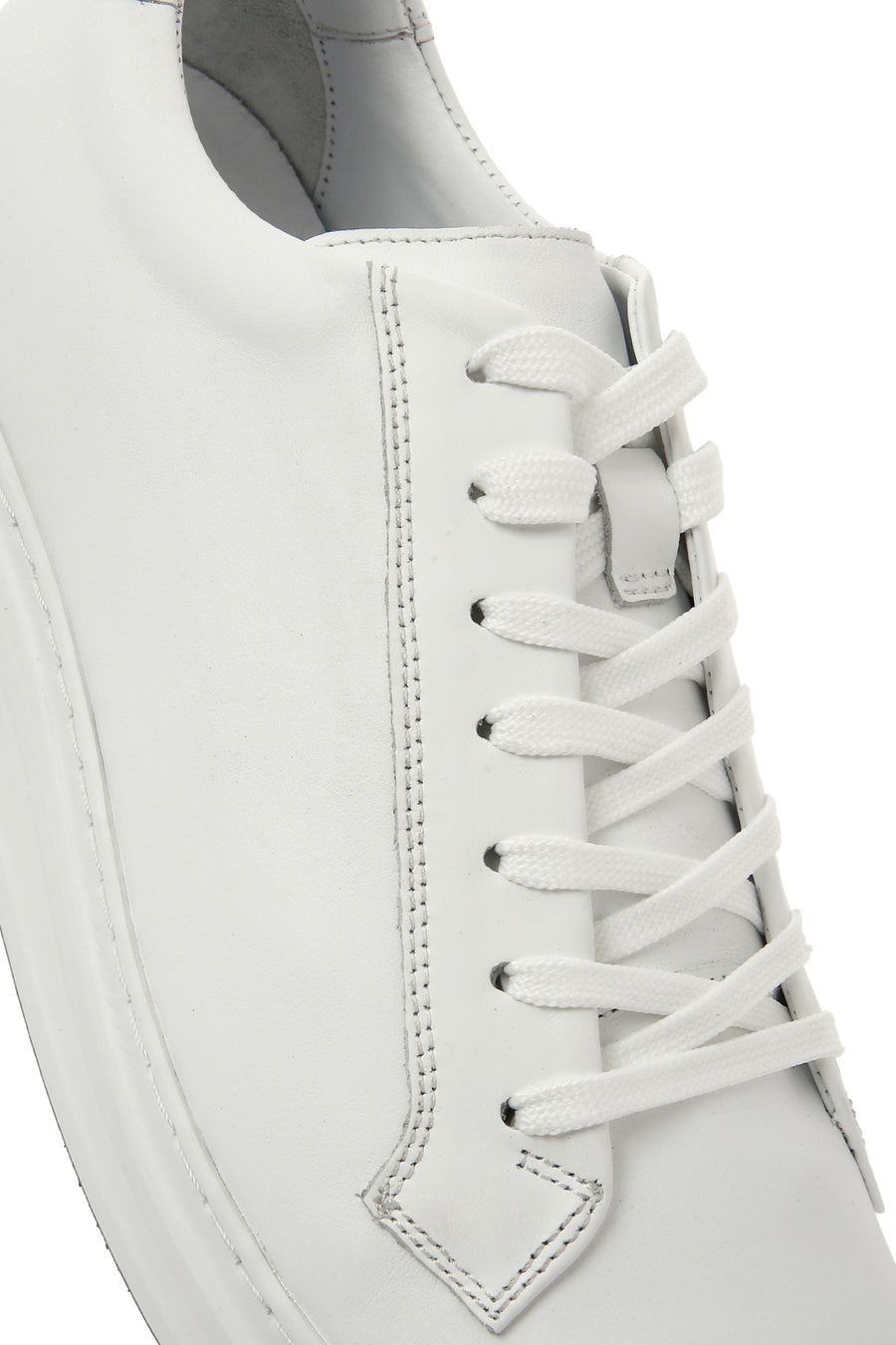 Erkek Beyaz Bağcıklı Deri Sneaker