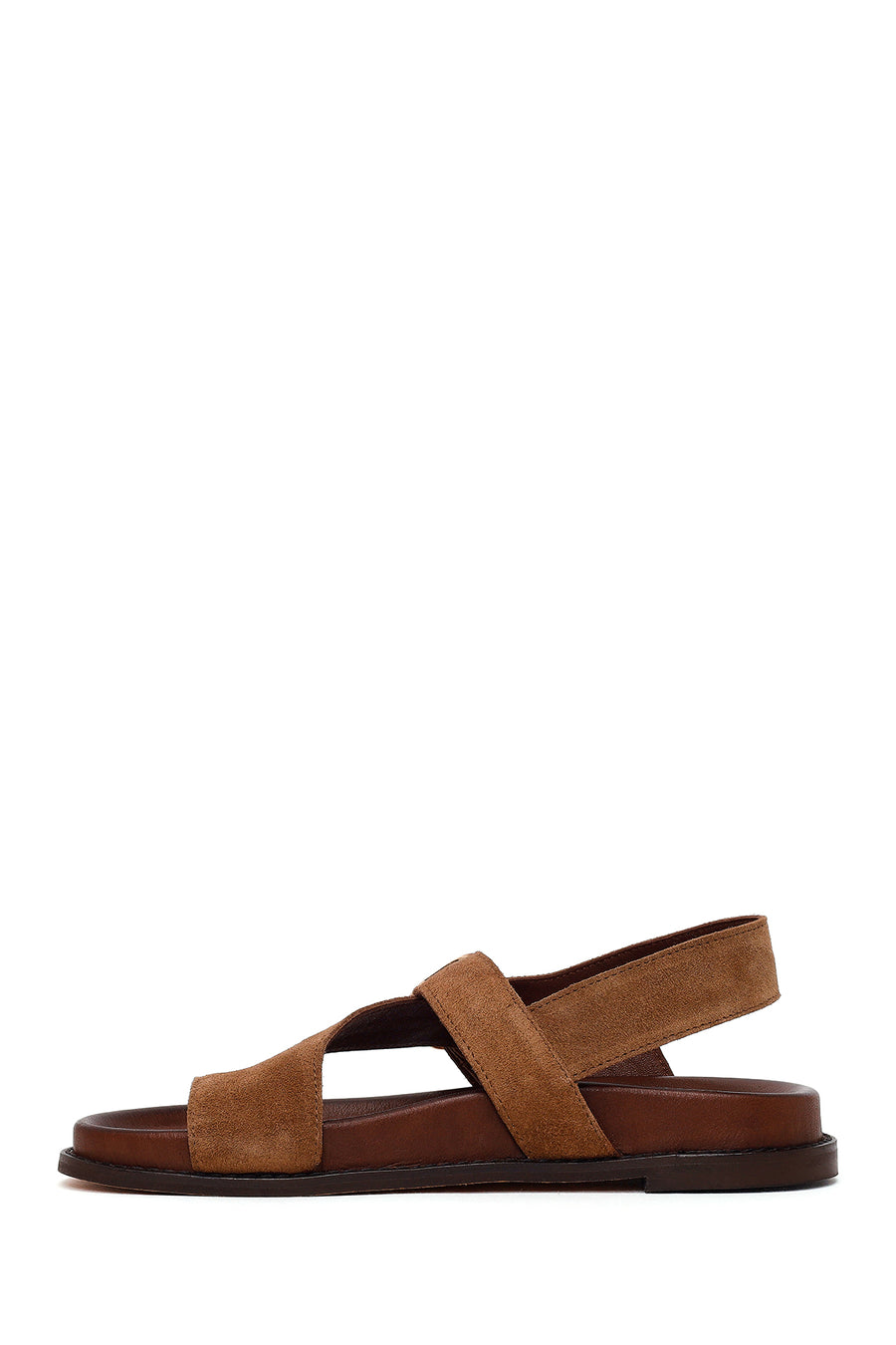 Woman Tan Suede Toe-Post Sandal