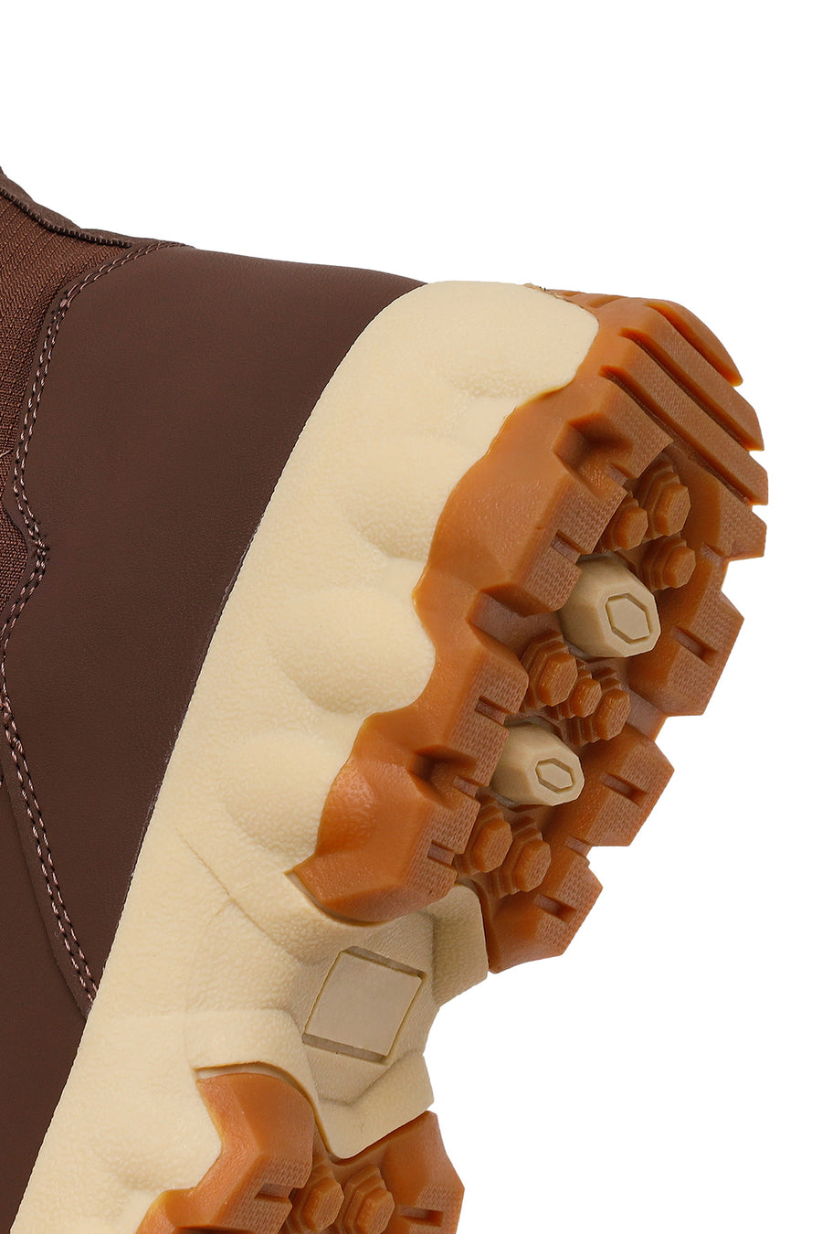 Woman Brown Zip Closure Thick-Soled Fabric Boots
