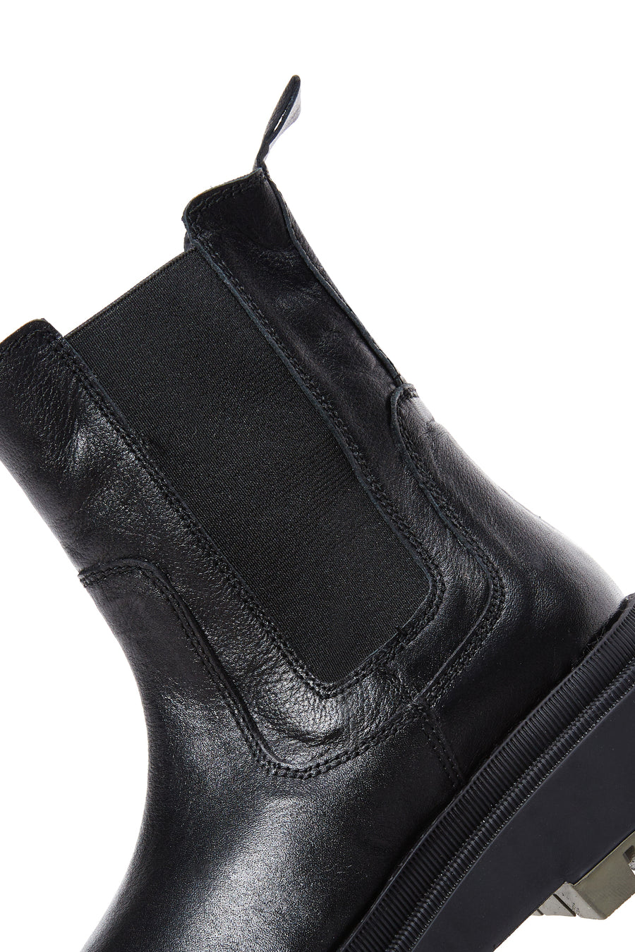 Women's Black Leather Thick Soled Chelsea Boots