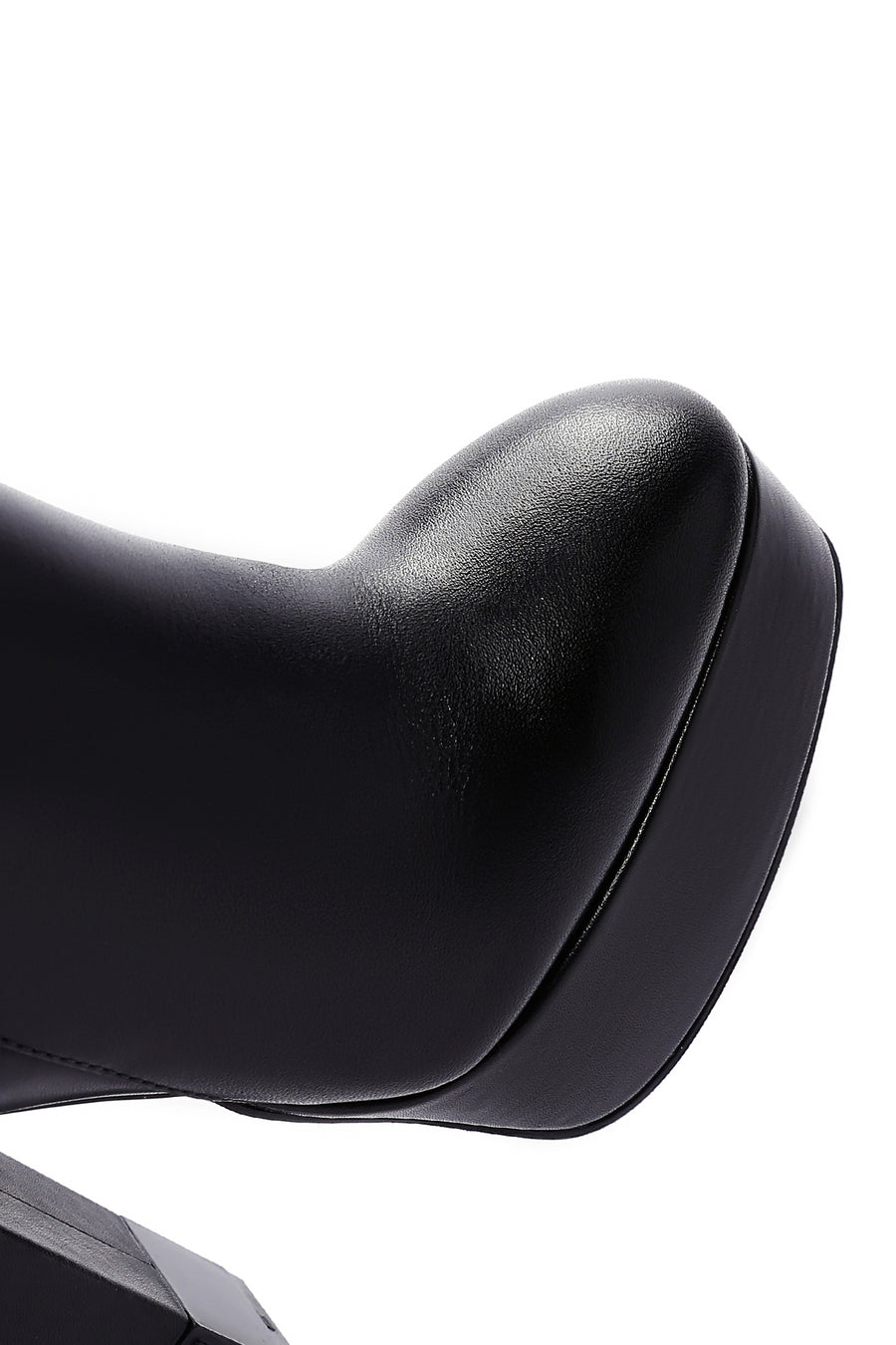 Women's Black High Heeled Platform Leather Boots