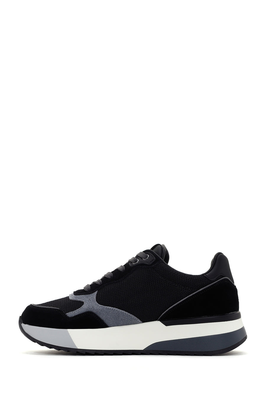 Alberto Guardiani Men's Black Gray Winner Thick Soled Leather Sneaker