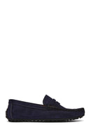 Men's Navy Blue Nubuck Leather Casual Loafer | Derimod