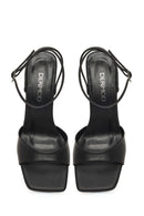 Women's Black Ankle Buckle Thin Heel Sandals | Derimod