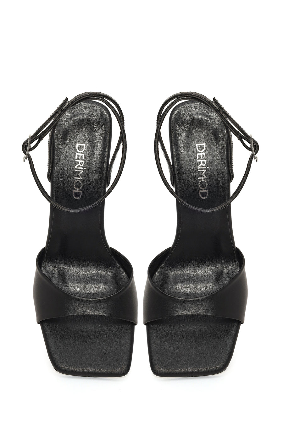 Women's Black Ankle Buckle Thin Heel Sandals
