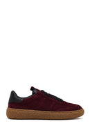 Women's Burgundy Suede Leather Sneaker | Derimod
