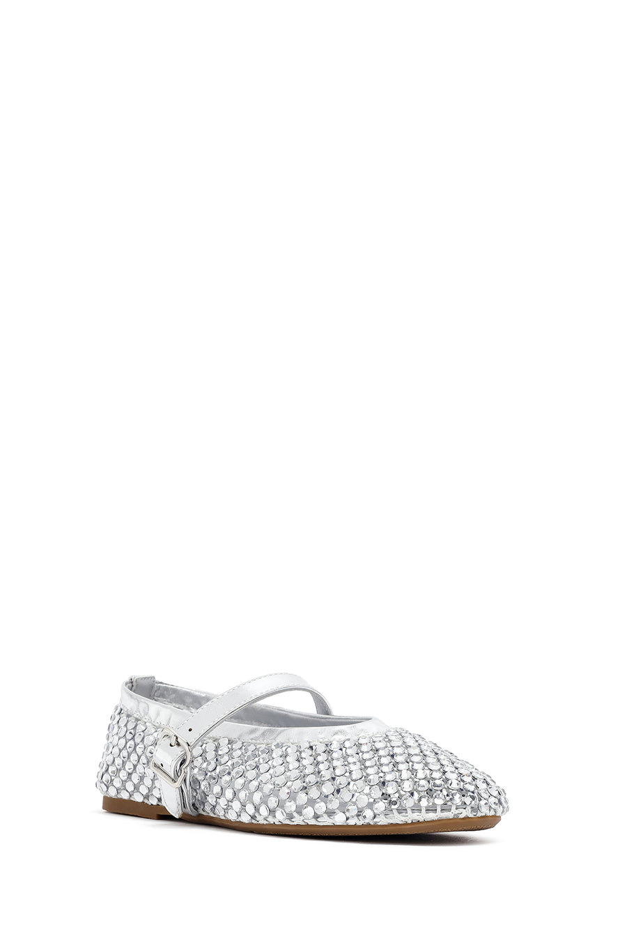 Women's Silver Mesh Stone-Studded Ballet Flats