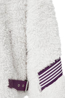Meribel Women's Multicolored Purple Stripe Detail Teddy Coat | Derimod