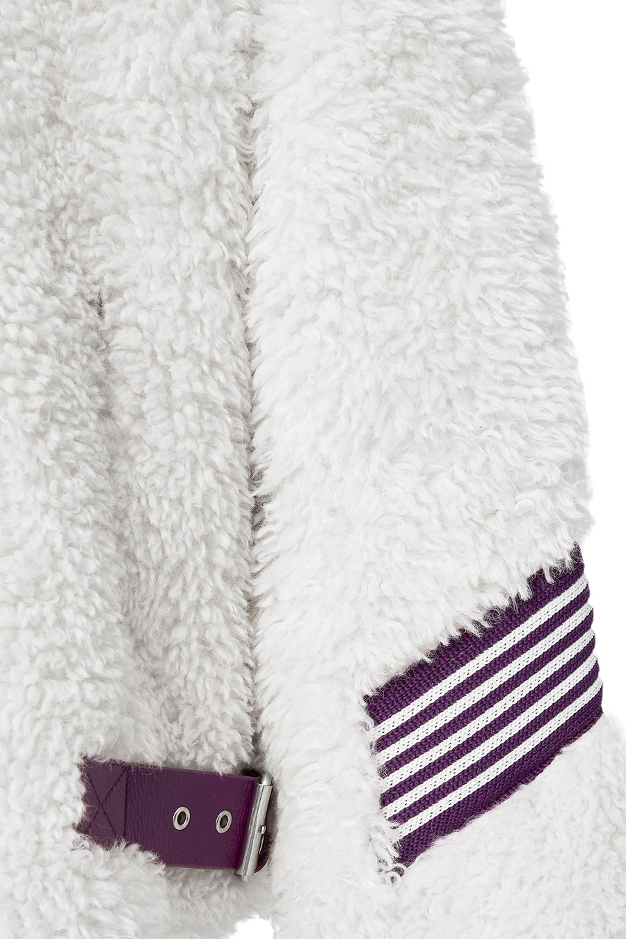 Meribel Women's Multicolored Purple Stripe Detail Teddy Coat