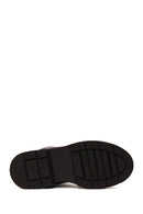 Woman Brown Zip Closure Thick-Soled Leather Combat Boots | Derimod
