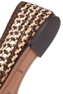 Women's Brown Straw Leather Ballerina | Derimod