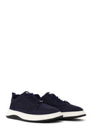 Male Navy Lace-up Fabric Sneaker | Derimod