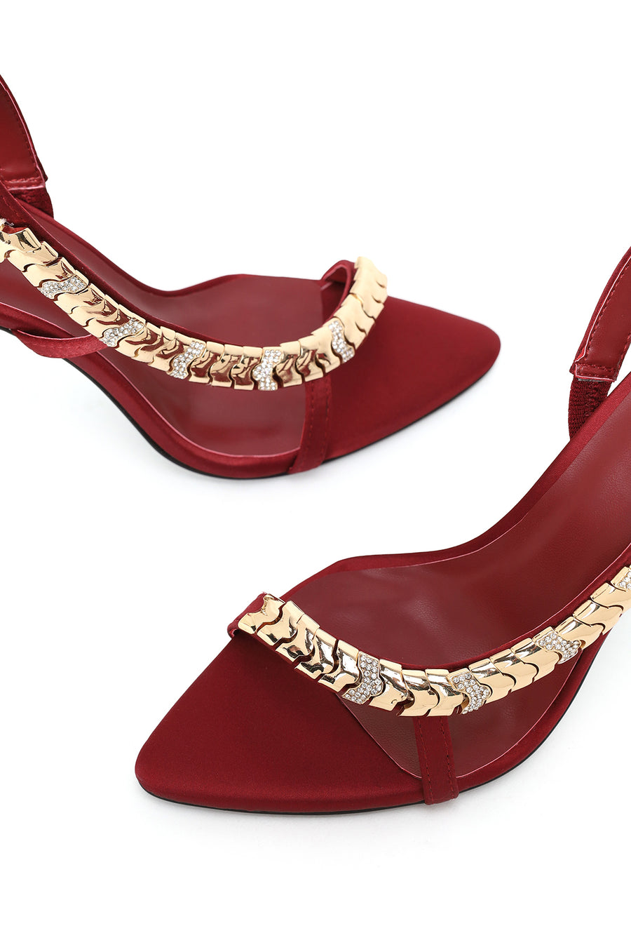 Woman Burgundy Embellished High Stiletto-Heel Sandal