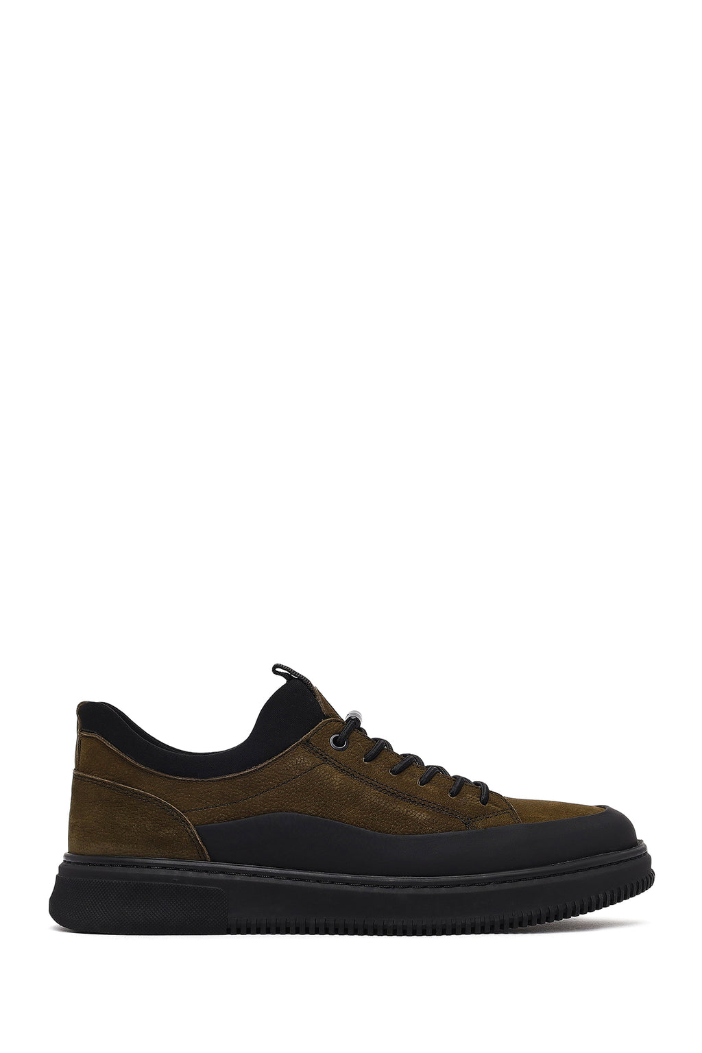 Erkek Haki Bağcıklı Nubuk Deri Sneaker