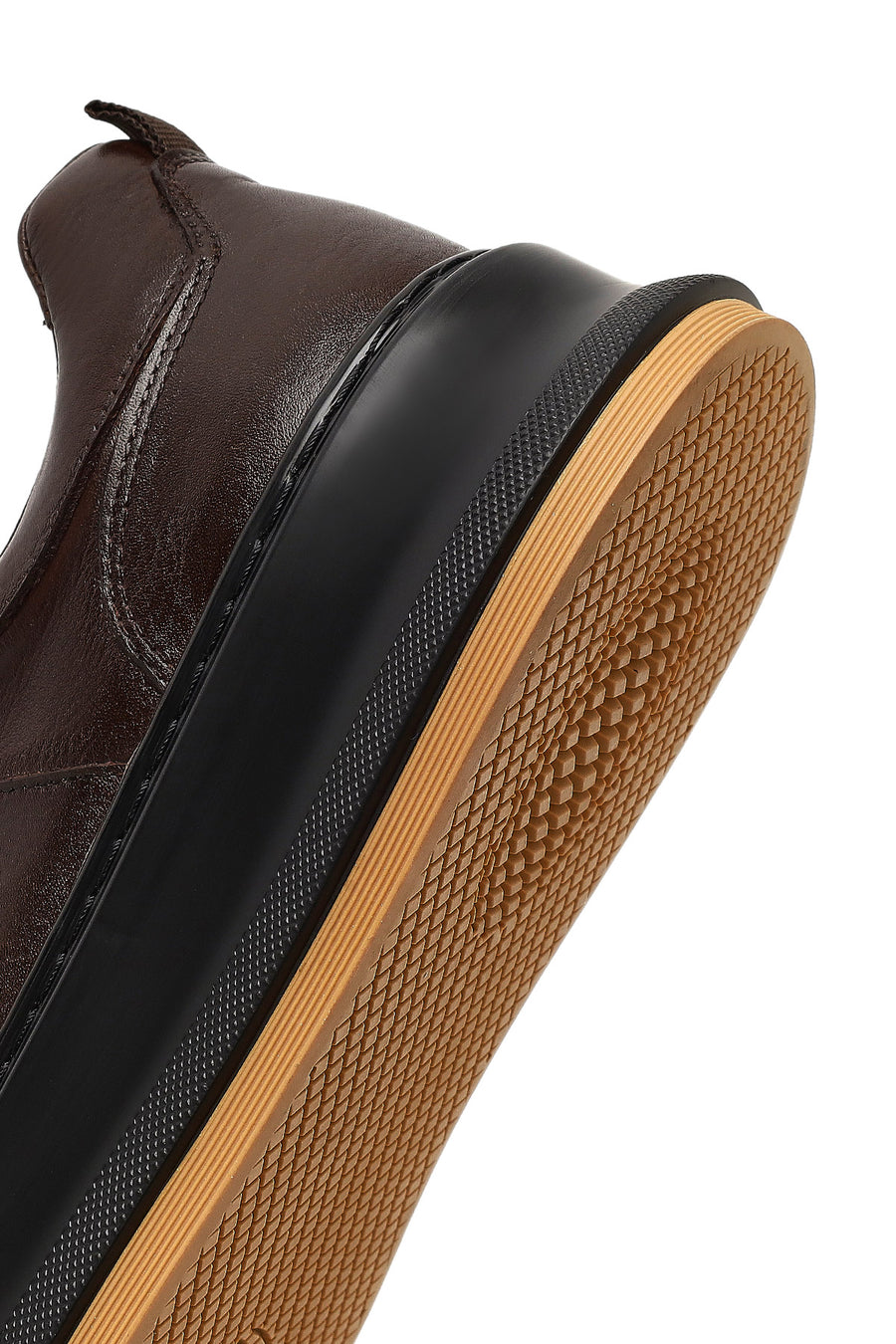 Men's Brown Lace-Up Thick-Soled Leather Sneaker
