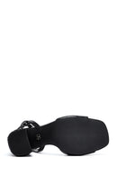 Women's Black Ankle Buckle High Thick Heel Sandals | Derimod