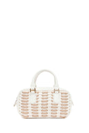 Woman White Long-Strap Braided Mini Shoulder Bag | Derimod