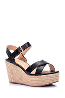 Women's Straw Sole Wedge Heeled Sandals | Derimod