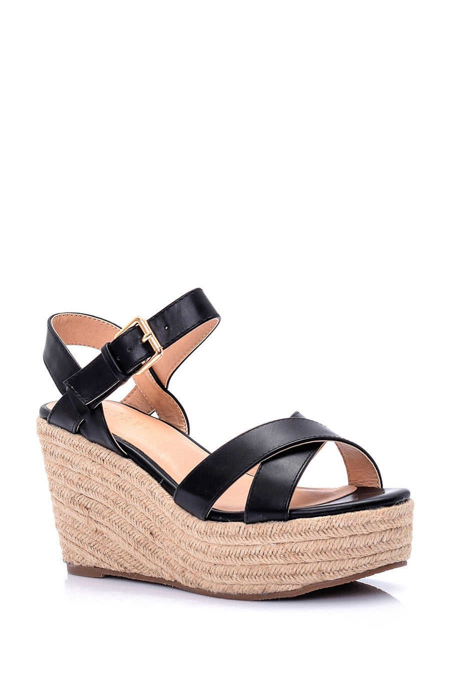 Women's Straw Sole Wedge Heeled Sandals