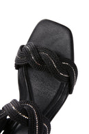 Women's Black Braided Chunky Low Heel Sandals | Derimod