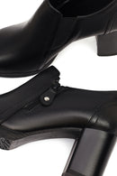 Women's Black Thick Heeled Leather Boots | Derimod