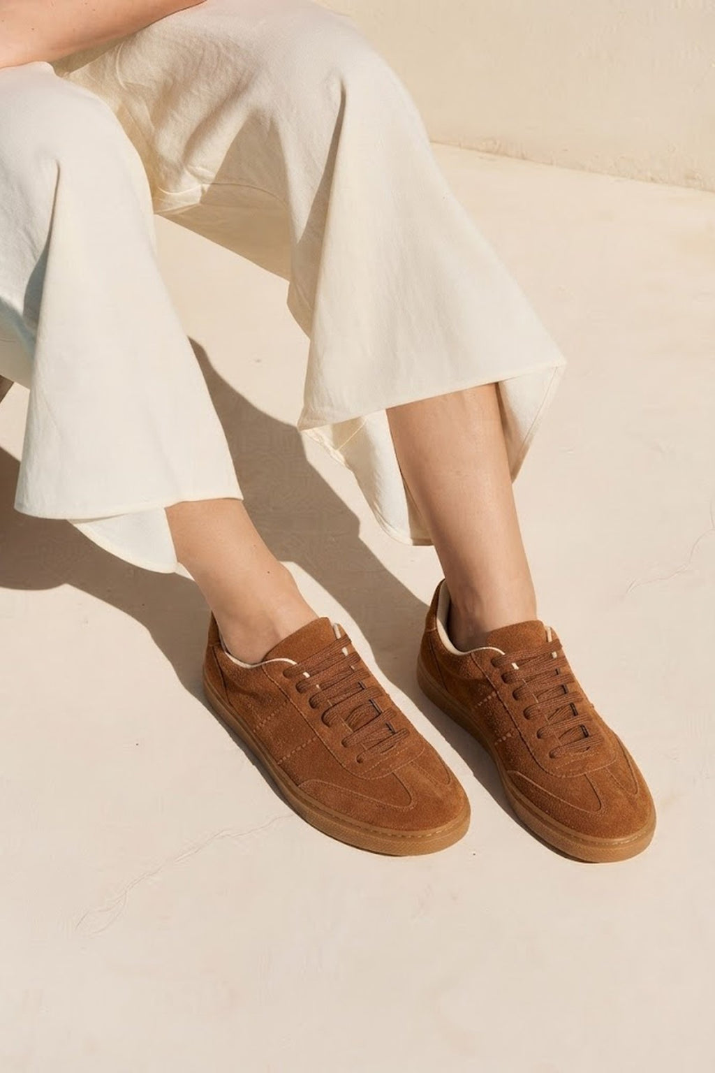 Kadın Taba Bağcıklı Süet Sneaker