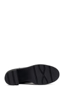Women's Black Zippered Thick Heeled Leather Boot | Derimod