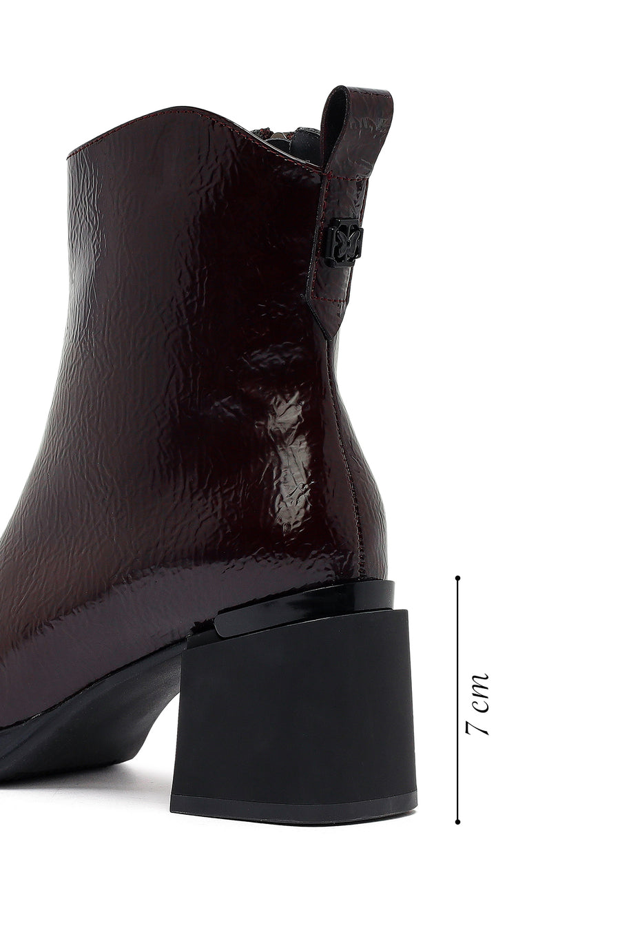 Woman Burgundy Zip Closure Chunky-Heeled Boots
