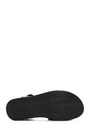 Women's Black Strappy Leather Comfort Sandals | Derimod