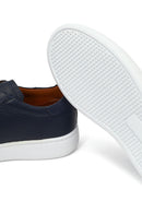Men's Navy Blue Lace-Up Thick Sole Leather Sneaker | Derimod