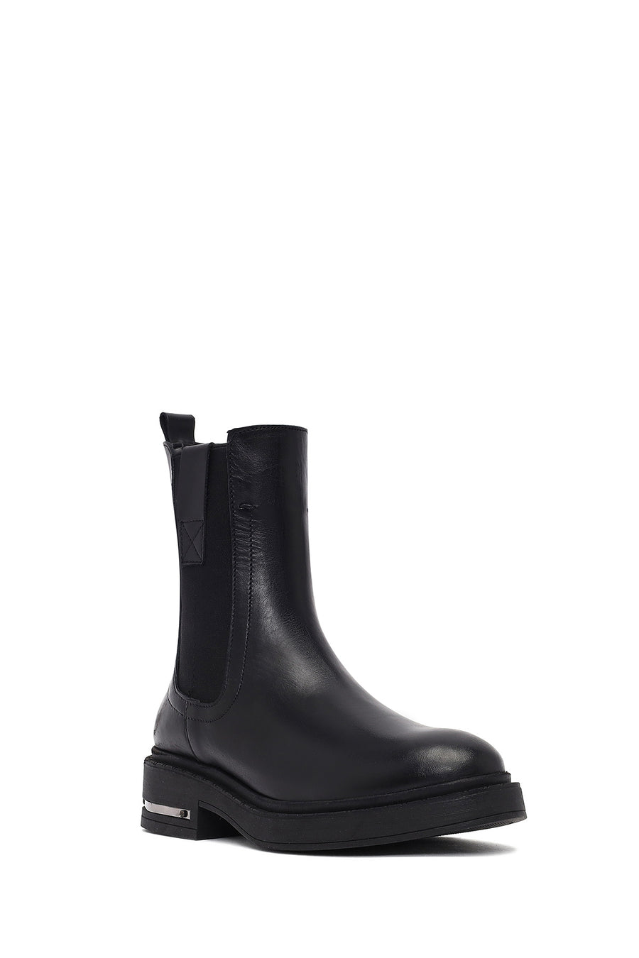 Women's Black Leather Chelsea Boot
