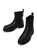 Woman Black Thick-Soled Leather Chelsea Boots | Derimod