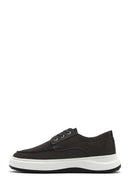 Men's Grey Lace-up Chunky Sole Nubuck Leather Casual Shoes | Derimod