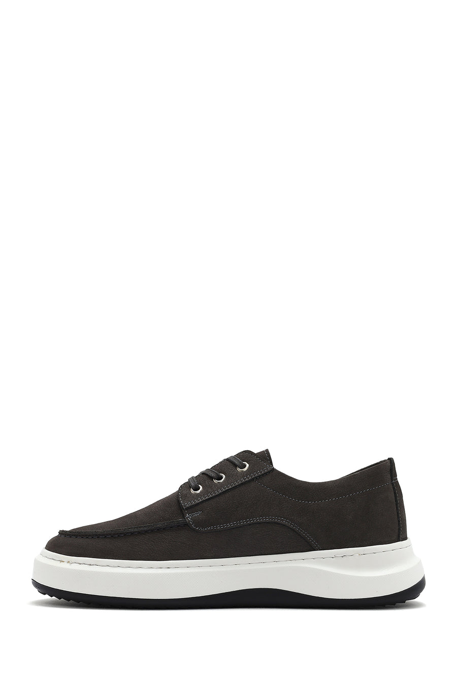 Men's Grey Lace-up Chunky Sole Nubuck Leather Casual Shoes
