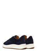 Male Navy Blue Lace-up Thick-soled Suede Leather Sneaker | Derimod