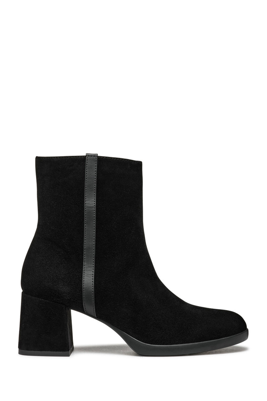 Geox Woman Black Zippered Chunky Heel Leather Boat D46XBB021BCC9999 | Derimod