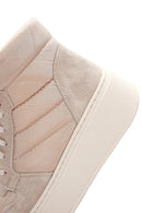 Women's Beige Thick Soled Leather Sneaker Boots | Derimod